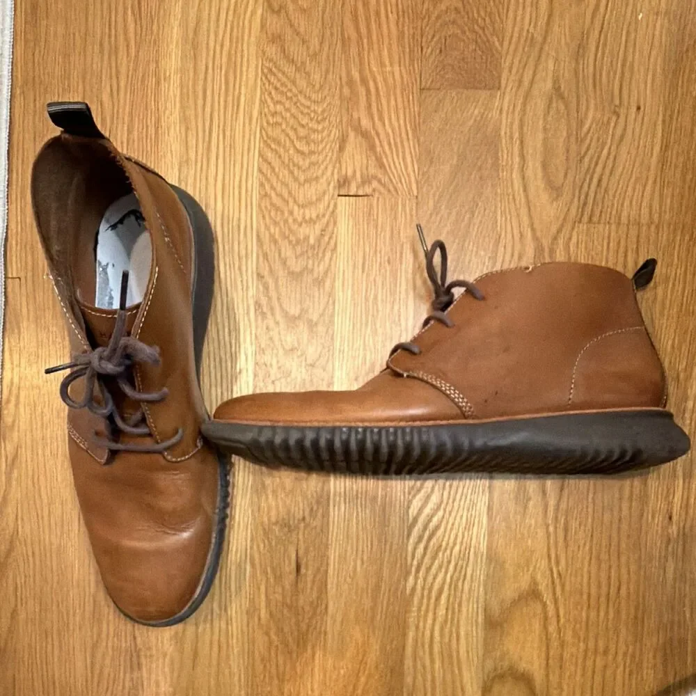 Cole Haan Men’s Cognac Leather Chukka Boots Lace-Up Rubber Sole Ankle 9.5